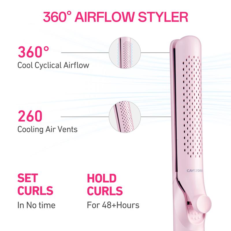 Electric Heated Hair Curler Straightener 2 in 1，Dual Voltage for Travel, Curly Iron for Long & Short Pink Professional Women hair curler lightweight