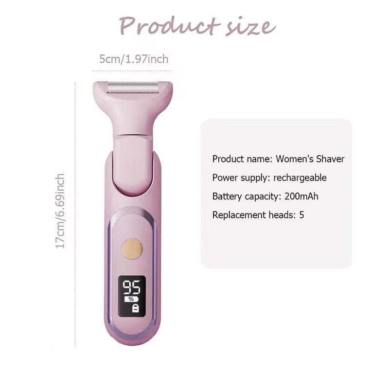 5 in 1 Electric Body Hair Remover, 1 Set Rechargeable Hair Shaver & Accessories, Wet & Dry Use Body Hair Trimmer for Women