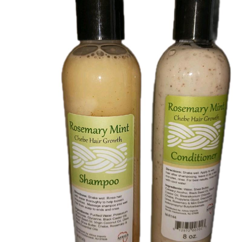 8oz Combo Rosemary Mint Chebe Hair Growth Shampoo Conditioner Set Anti-dandruff Oil Control Haircare Blend Coconut Shea Shea Butter