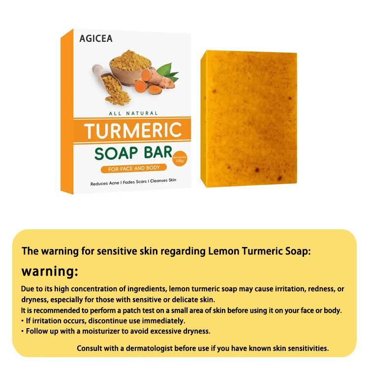 AGICEA Turmeric & Kojic Acid Brightening Soap, Kojic Acid Soap, Soap Body Care Body Wash Lemon Flawless Organic