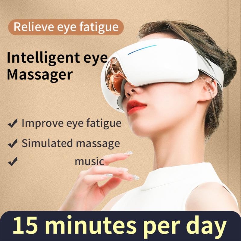 Eye Massager With Heating And Cooling Function, Smart Eye Mask Relieve Eye Fatigue Eye Massager With Heat, For Migraine, Dry Eye And Dark Circles - Rechargeable Music Heated Eye Mask Massager, Relaxing - Birthday Gift Father's Day Gift White.