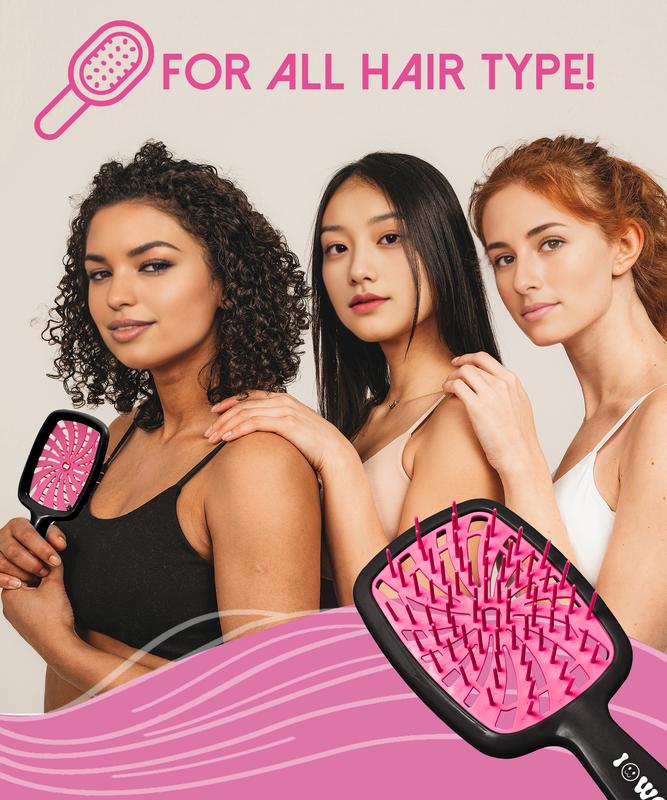 Detangler Hair Brush for Wet Dry Hair, Anti-Breakage Anti-Static Bristle Vented Hair Brush Plus for Curly Hair Fine Fragile Hair, Mini Travel Wet Detangling Brush Hair Care Tools for Women Men