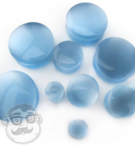 Aqua Cat's Eye Glass Plugs