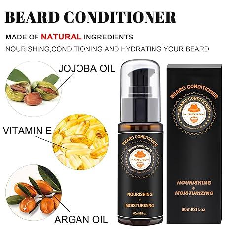 Beard Grooming Kit Upgraded Set: Conditioner, Oil, Balm, Brush, Wash, Comb, Scissors, Bag & E-Book - Ideal Gift for Men, Dad, Husband, Boyfriend