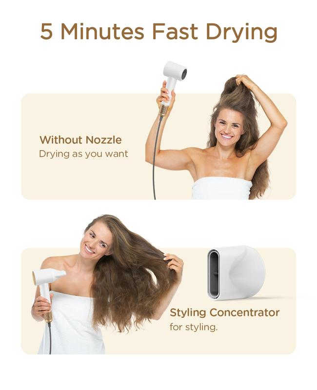 High Speed Hair Dryer,  Revair Hair Dryer with Brushless Motor & Ionic Technology, 4 Temperature Travel Hair Dryer, Christmas Gift