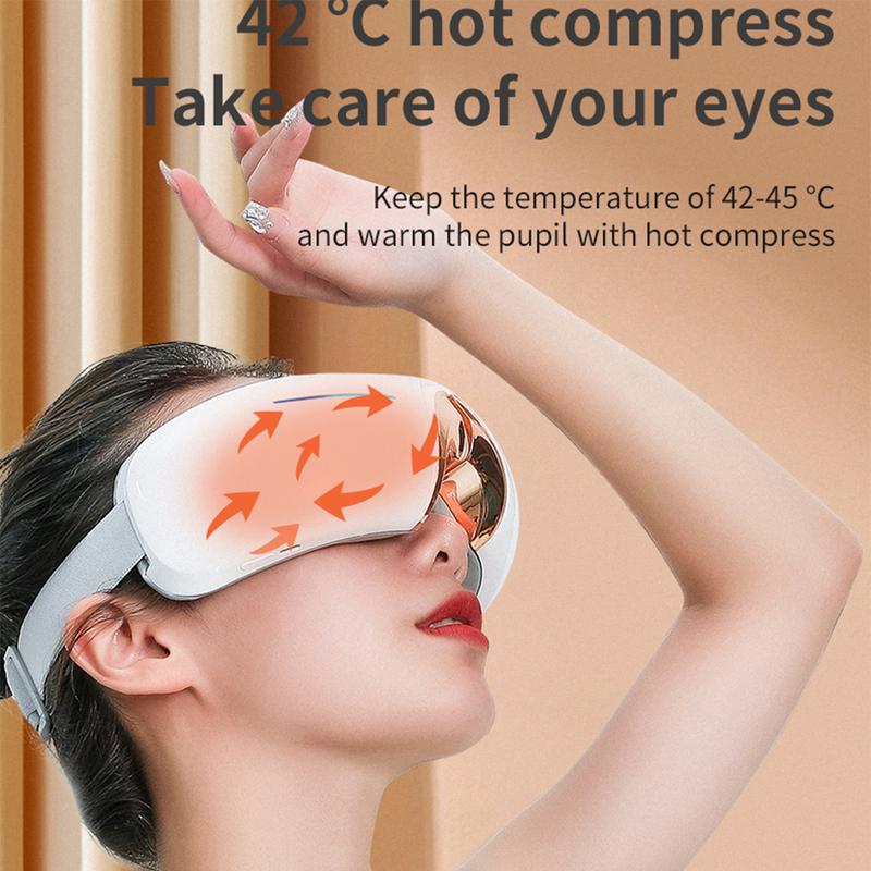 Eye Massager With Heating And Cooling Function, Smart Eye Mask Relieve Eye Fatigue Eye Massager With Heat, For Migraine, Dry Eye And Dark Circles - Rechargeable Music Heated Eye Mask Massager, Relaxing - Birthday Gift Father's Day Gift White.