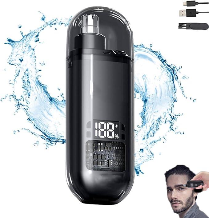 Comfort Nose Hair Trimmer for Men,Painless Eyebrow Facial Hair Shaver, Rechargeable,  LED Display, Waterproof Dual Edge Blades, Portable,Easy Cleaning