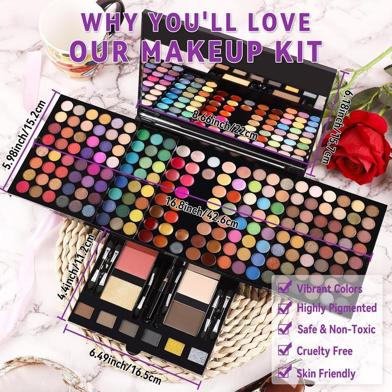 Women Makeup Sets Full Kits - 190 Colors Cosmetic Make Up Gifts Combination with Eyeshadow Blusher Eyebrow Face Concealer Powder Eyeliner Pencil Lip Colors All-in-One Makeup Palette Kit (SET B)