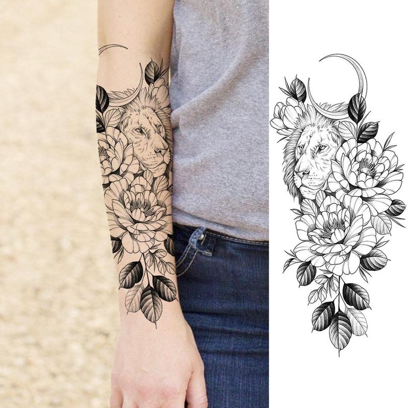 10pcs Creative Flower & Snake Pattern Temporary Tattoo Sticker, 3D Temporary Realistic Tattoo Sticker, Fake Tattoo Sticker For Women & Girls