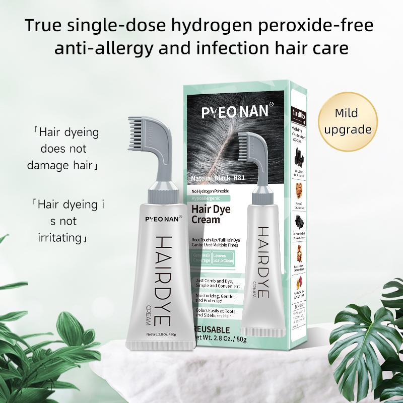 PYEONAN  Unisex Hair Dye Professional Comb  Natural Plant Extract  Without Bleaching, Instant 2 in 1 +Grey Hair Coverage and Haircare ,Grey Hair Turn to Black Color or  Drak Brown -Herbal Ingredients Hair Color 2.8Oz.  80g