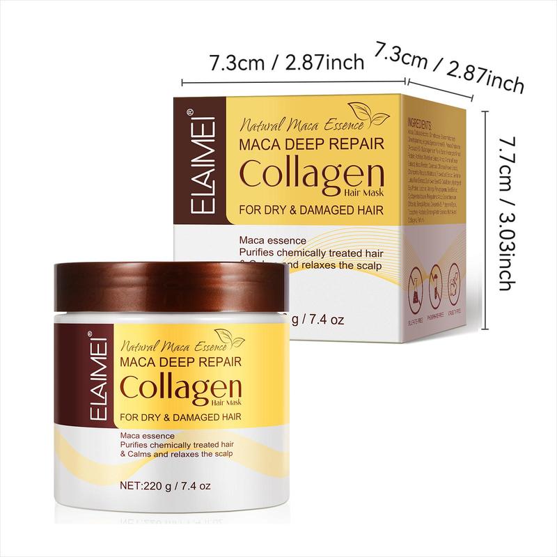 Collagen Hair Mask, 1 Box Nourishing Hair Mask for Dry & Damaged Hair, Professional Salon Use, Hair Care Product for Women & Men, Christmas Gift