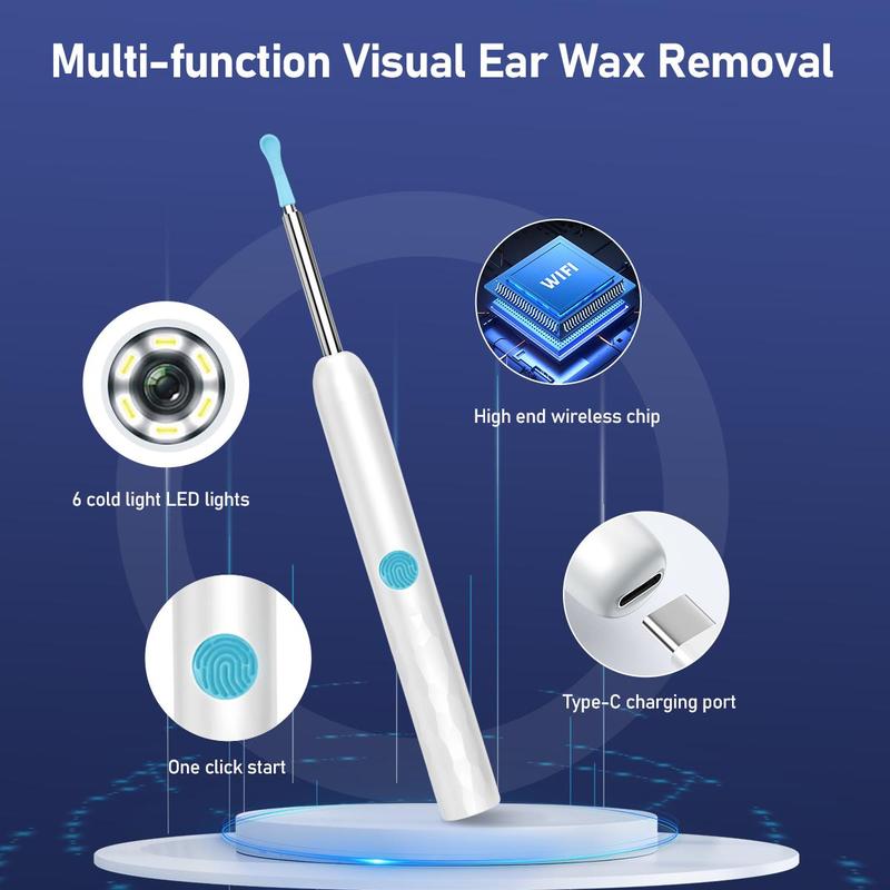 Intelligent Visual Ear Scoop Ear Wax Removal Tool with Camera, 1 Box Earwax Removal Kit with Ear Pick Set, Professional Ear Cleaning Kit, Christmas Gift