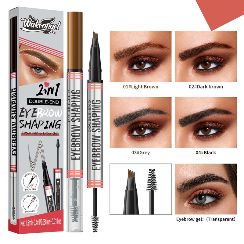 Eyebrow Pencil, Hair-like Eyebrow Pen, 2-in-1 Waterproof Brow Pen with 4 Tip, with Dual-ended Eyebrow Brush, Cosmetic Makeup