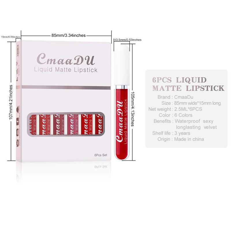 Long Lasting Matte Liquid Lipstick (6 Counts set), Moisturizing Non-stick Cup Lip Gloss, For All Occasions Lip Makeup