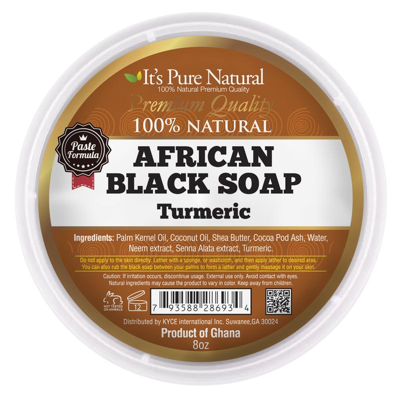 It's Pure Natural African Black Paste Soap 8oz with Turmeric Organic Raw Soap for Face & Body Body Care Body Wash