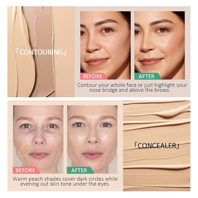 Concealer Cream Makeup Palette Color Corrector,Under Eye Brightener Concealer Dark Circle Concealer Palette,Waterproof Foundation Cream Based Makeup Palette Full Face Contour Kit for Beginners