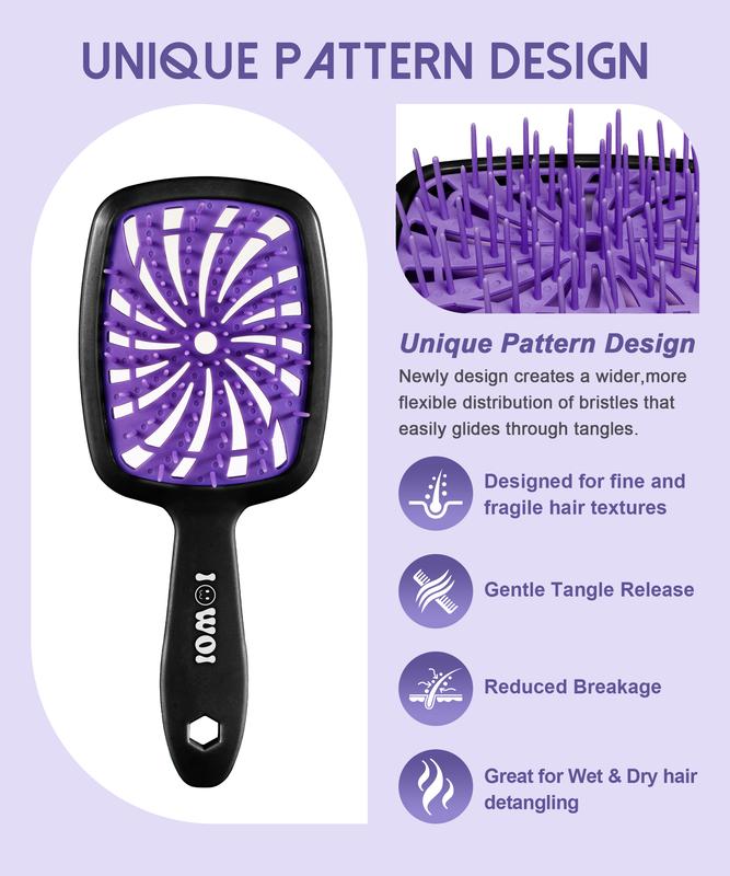 Detangler Hair Brush for Wet Dry Hair, Anti-Breakage Anti-Static Bristle Vented Hair Brush Plus for Curly Hair Fine Fragile Hair, Mini Travel Wet Detangling Brush Hair Care Tools for Women Men