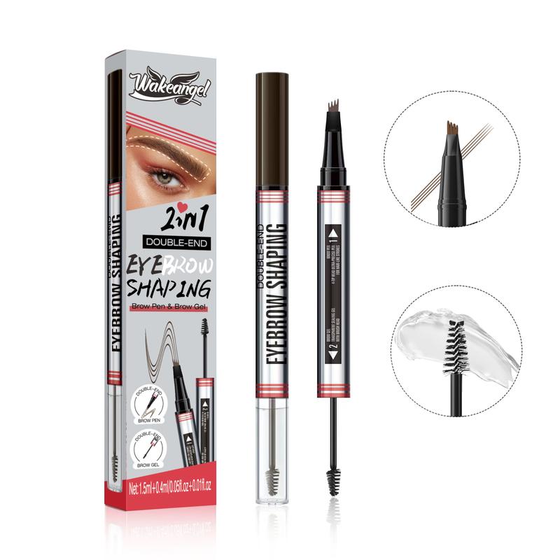 Eyebrow Pencil, Hair-like Eyebrow Pen, 2-in-1 Waterproof Brow Pen with 4 Tip, with Dual-ended Eyebrow Brush, Cosmetic Makeup