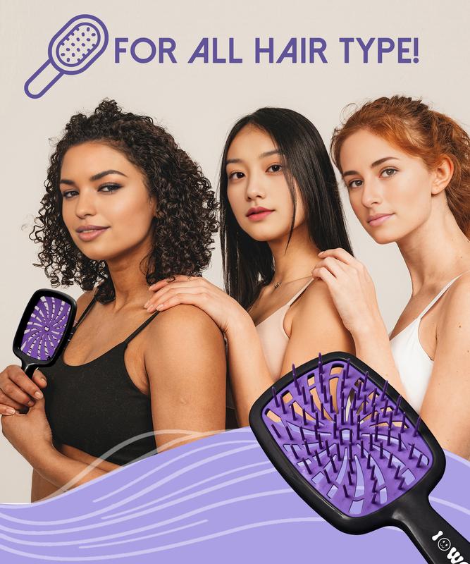 Detangler Hair Brush for Wet Dry Hair, Anti-Breakage Anti-Static Bristle Vented Hair Brush Plus for Curly Hair Fine Fragile Hair, Mini Travel Wet Detangling Brush Hair Care Tools for Women Men