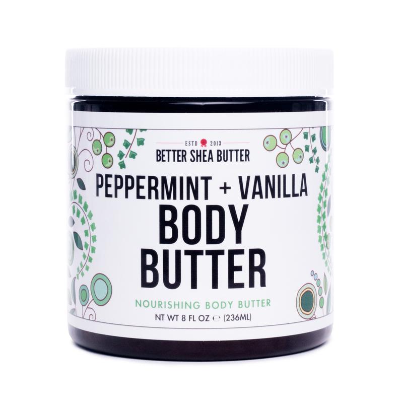 Organic Peppermint Vanilla Body Butter with Raw Shea Butter for Gentle Skin Hydration - Body Care