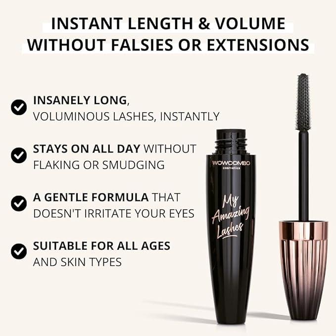 My Amazing Lashes Mascara - Volume and Length - Lengthening Mascara - Stays On All Day - Tubing Mascara for All Ages & Skin Types - Instantly Create The Look of Lash Extensions (BROWN BLACK)