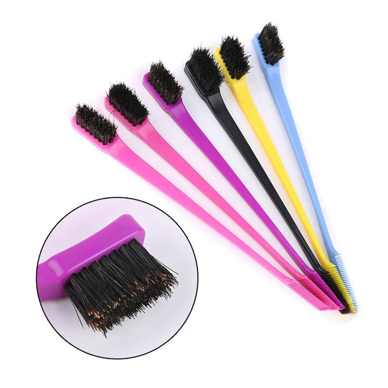 Color Random Dual Hair Edge Brush Teasing Comb Hair Styling Comb Haircare Heatless