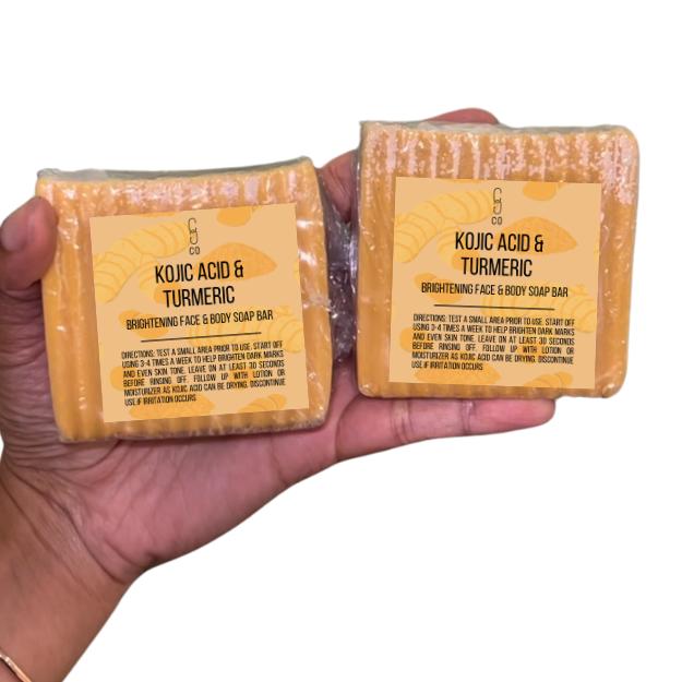 CGCO Kojic Acid & Turmeric Brightening Bar Handmade Soap for Acne Spots - Silky Smooth Skin Face & Body Care