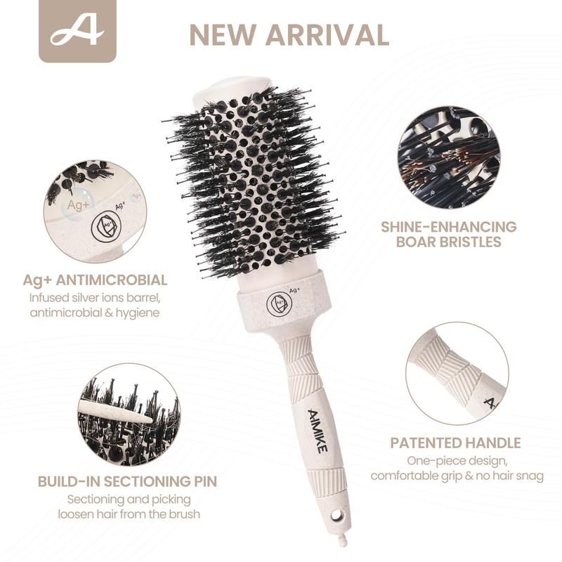 AIMIKE Round Brush for Blow Drying, Medium Round Hair Brush with Nano Thermal Ceramic Tech, Round Barrel Brush for Blow Out Volume, Roller Brush for Hair Styling, Curling Haircare Heatless Comfort