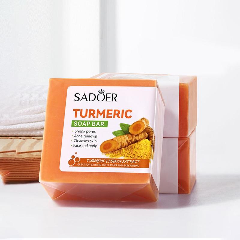 100g Turmeric Soap, 2pcs set Handmade Turmeric Bath Soaps, Turmeric Essential Oil Soap Bars, Face Wash Body Wash Soap for Women & Men, Bath Soap Bars