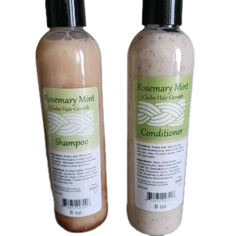 8oz Combo Rosemary Mint Chebe Hair Growth Shampoo Conditioner Set Anti-dandruff Oil Control Haircare Blend Coconut Shea Shea Butter