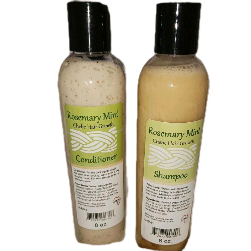 8oz Combo Rosemary Mint Chebe Hair Growth Shampoo Conditioner Set Anti-dandruff Oil Control Haircare Blend Coconut Shea Shea Butter