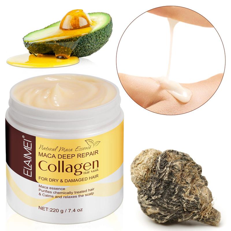 Collagen Hair Mask, 1 Box Nourishing Hair Mask for Dry & Damaged Hair, Professional Salon Use, Hair Care Product for Women & Men, Christmas Gift