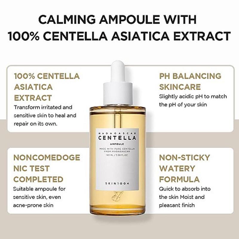 [SKIN1004] Madagascar Centella Ampoule 100ml, Face Moisturizer, Facial Hydrating Serum for All Skin Types, Moisture Booster for Dry Skin,Korean Skincare, Leightweight Caming Serum, Viral Centella Ampoule