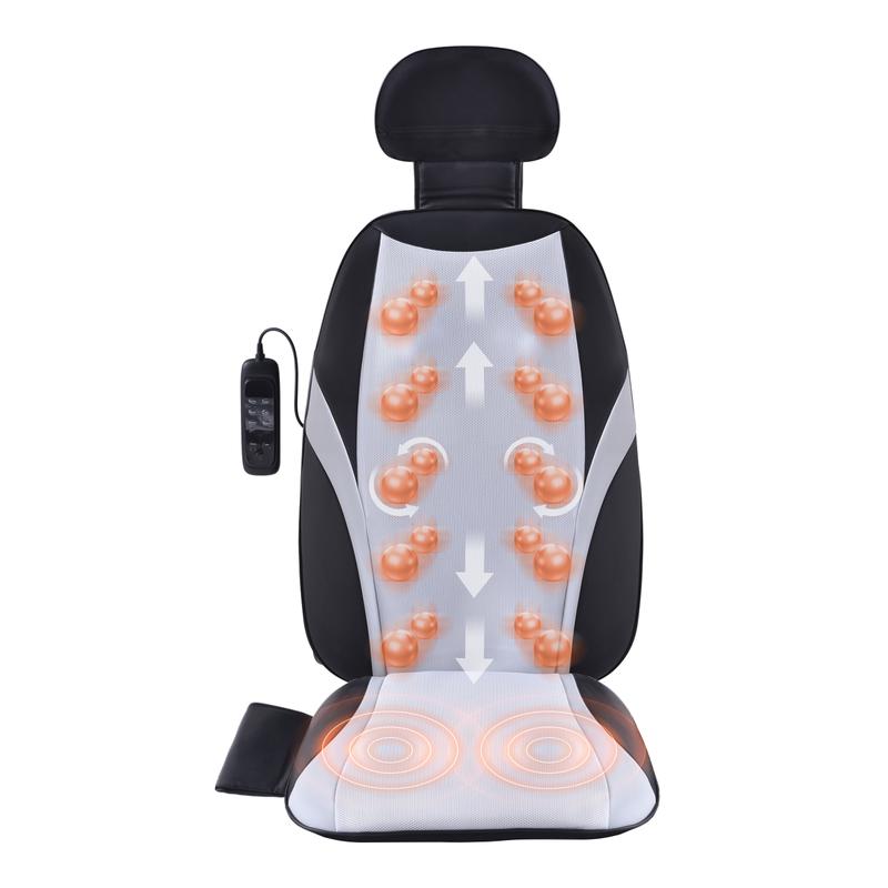 VEVOR Shiatsu Back Massager with Heat, Massage Seat Cushion with 2-Group Back Shiatsu Rollers and 2 Seat Vibration Motors, Fatigue Relief Seat Massage Chair Pad with 5 Vibration Modes for Home Office Relaxing Vibrating