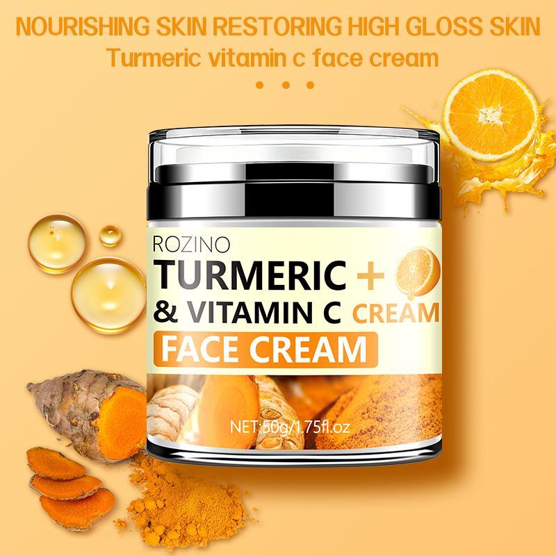 Turmeric + Vitamin C Moisturizing Face Cream, Deeply Moisturize, Tighten, Smooth and Improve Facial Skin, Leaving Skin Firm, Delicate and Elastic, Skincare Product, Christmas, Christmas Gift