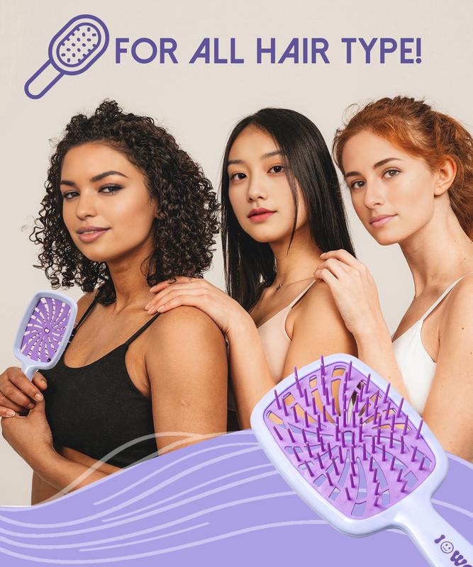 Detangler Hair Brush for Wet Dry Hair, Anti-Breakage Anti-Static Bristle Vented Hair Brush Plus for Curly Hair Fine Fragile Hair, Mini Travel Wet Detangling Brush Hair Care Tools for Women Men