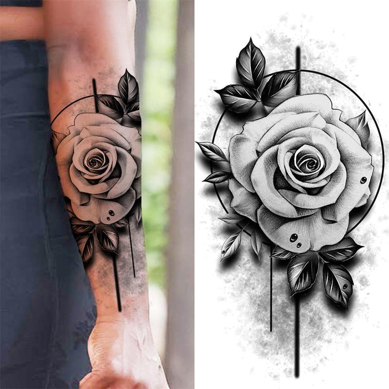 10pcs Creative Flower & Snake Pattern Temporary Tattoo Sticker, 3D Temporary Realistic Tattoo Sticker, Fake Tattoo Sticker For Women & Girls