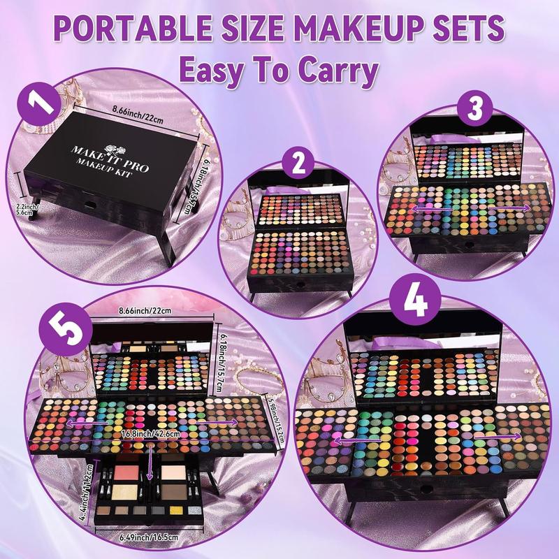 Women Makeup Sets Full Kits - 190 Colors Cosmetic Make Up Gifts Combination with Eyeshadow Blusher Eyebrow Face Concealer Powder Eyeliner Pencil Lip Colors All-in-One Makeup Palette Kit (SET B)