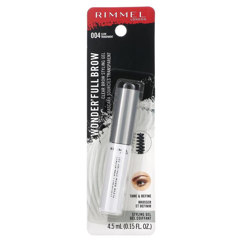 Rimmel London Wonder'Full,  Clear Brow Styling Gel Mascara, 004 Clear, 0.15 fl oz (4.5 ml)