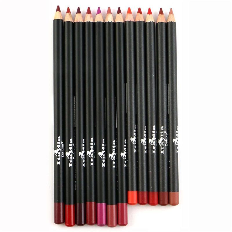 Italia Deluxe Ultra Fine Lip Liner Set of 12 Colors - Creamy and Pigmented