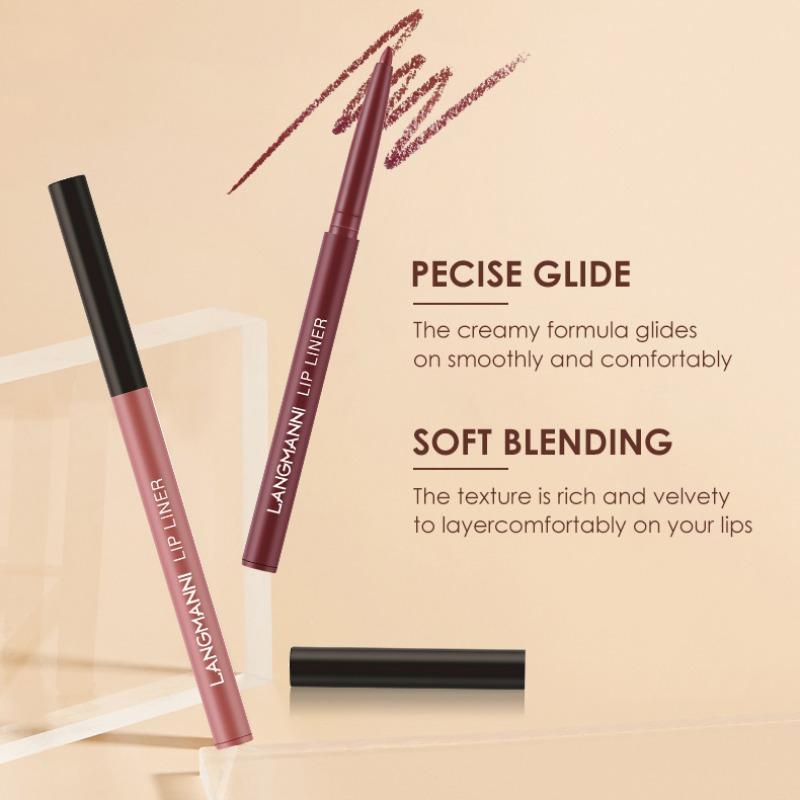 Long-lasting Lip Gloss & Lip Liner Makeup Set, 2 Counts Waterproof Liquid Lipstick, Moisturizing Lip Kit for Girls & Women, Cosmetic Gift