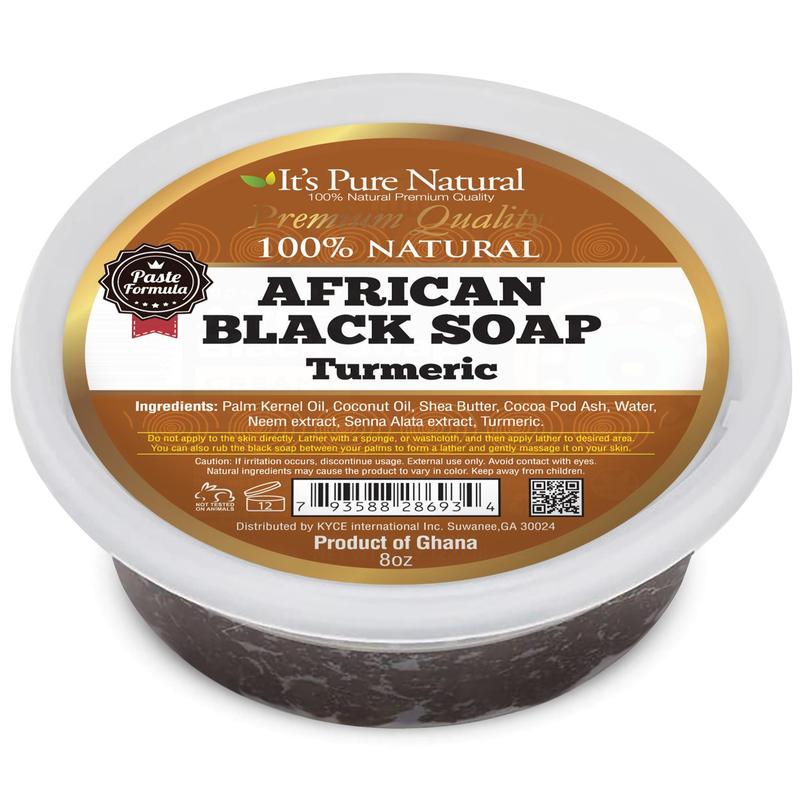 It's Pure Natural African Black Paste Soap 8oz with Turmeric Organic Raw Soap for Face & Body Body Care Body Wash