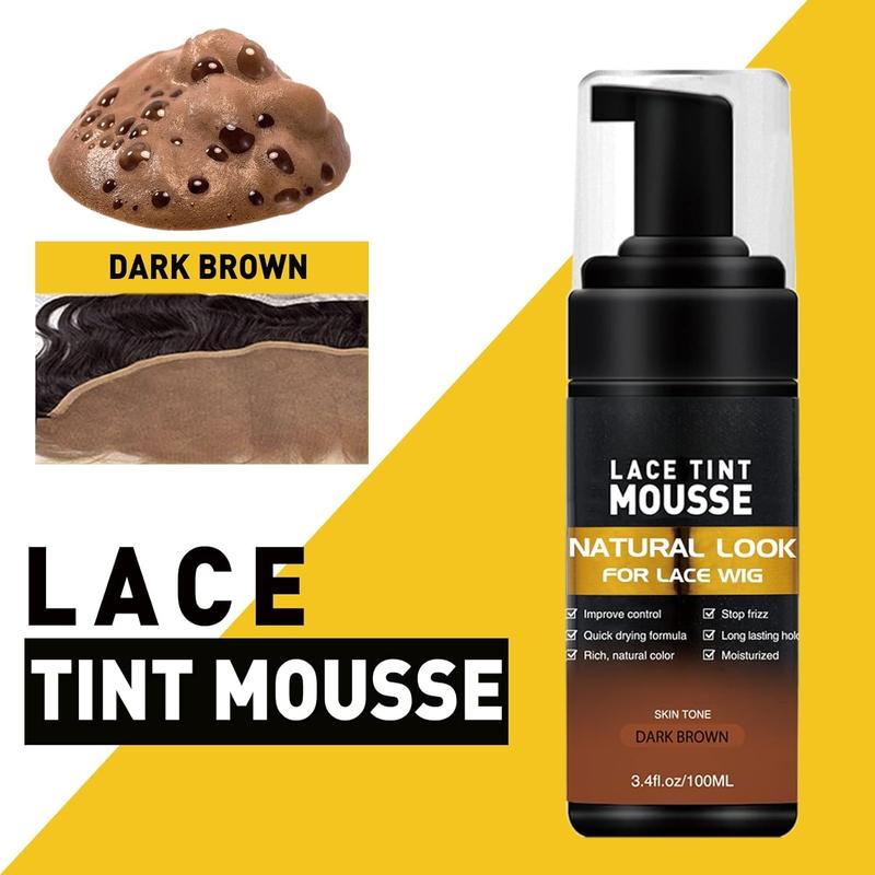 Lace Tint Melting Mousse for Wigs, Toupees, and Hairpieces -  Finishing Color and Glue Tool Set (Dark Brown)