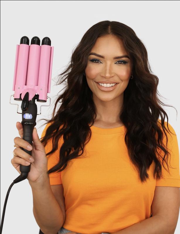 Trademark Beauty Babe Waves Original, 3 Barrel Waving Iron, 1 inch Quick, Adjustable Tempature, Hair Curler, Perfect Rippled Waves, 25mm Salon