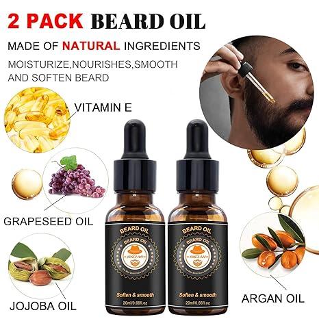 Beard Grooming Kit Upgraded Set: Conditioner, Oil, Balm, Brush, Wash, Comb, Scissors, Bag & E-Book - Ideal Gift for Men, Dad, Husband, Boyfriend