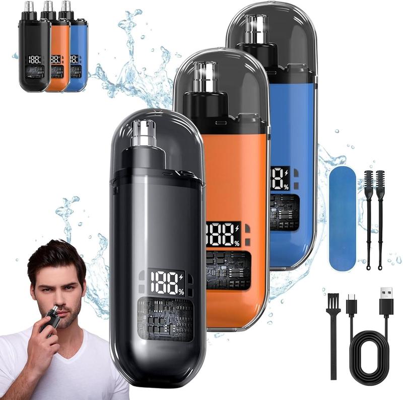 Comfort Nose Hair Trimmer for Men,Painless Eyebrow Facial Hair Shaver, Rechargeable,  LED Display, Waterproof Dual Edge Blades, Portable,Easy Cleaning