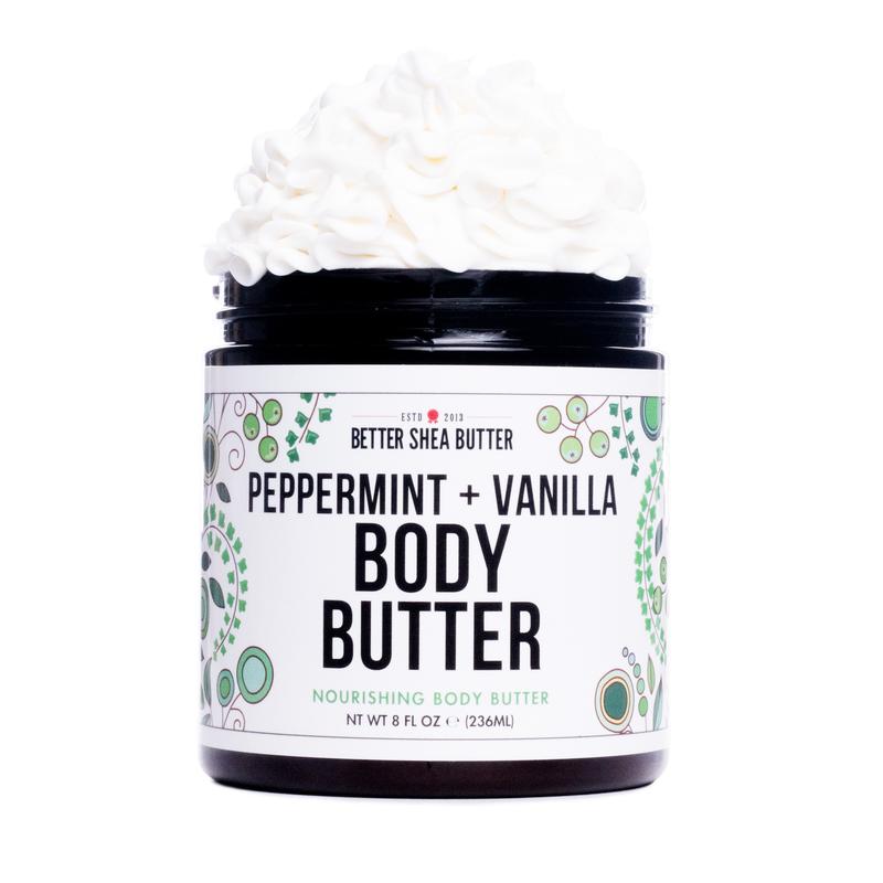 Organic Peppermint Vanilla Body Butter with Raw Shea Butter for Gentle Skin Hydration - Body Care