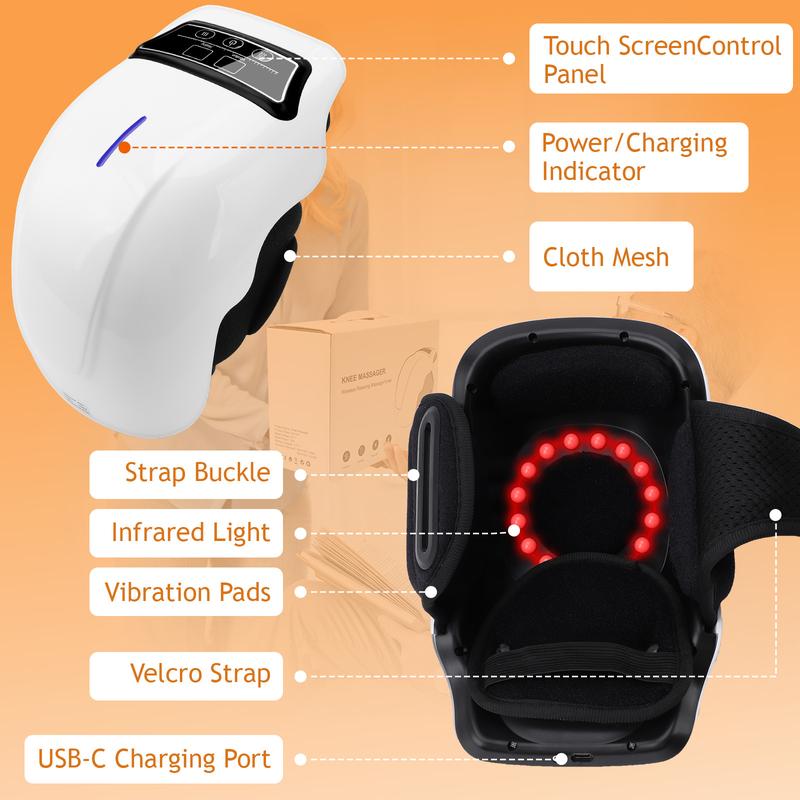 Knee Massager, Electric Adjustable Temperature Knee Massager with LED Screen, Cordless Knee Massager and Vibration, Christmas Gifts