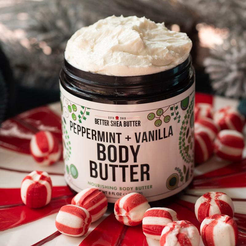 Organic Peppermint Vanilla Body Butter with Raw Shea Butter for Gentle Skin Hydration - Body Care