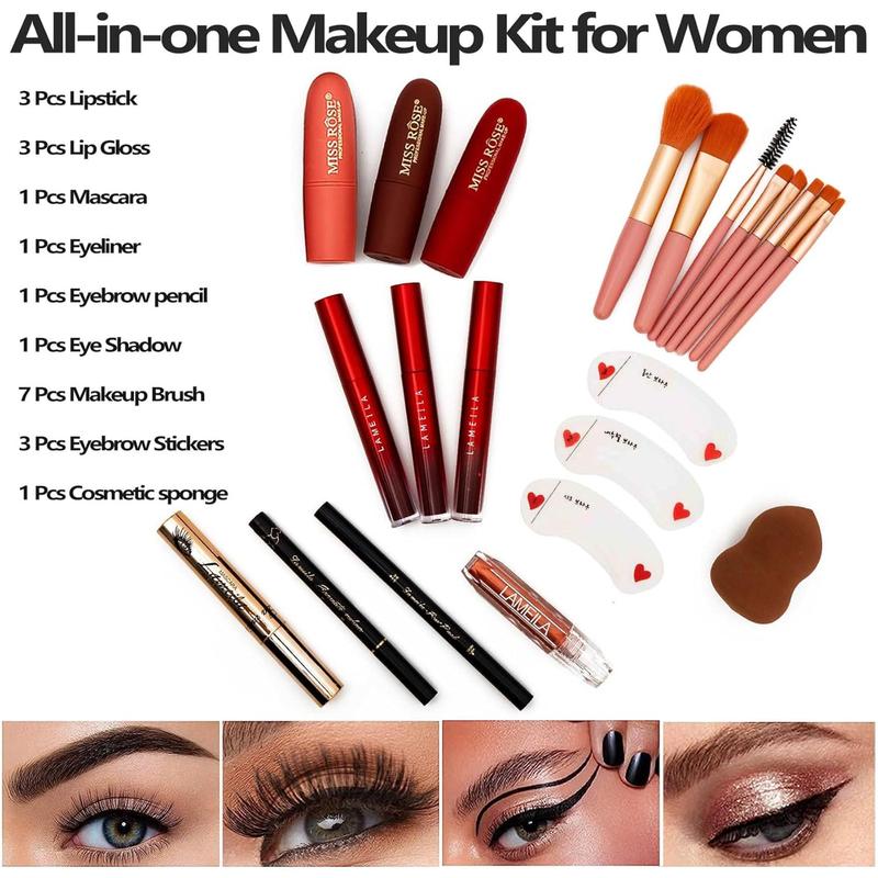 132 Color All- In- One Makeup For Women Full Kit,Professional Makeup Kit,Makeup Gift Set for Women &Girls,Include eyeshadow lipstick concealer Lip Gloss Eyeliner Mascara Makeup Brushes(Pink)